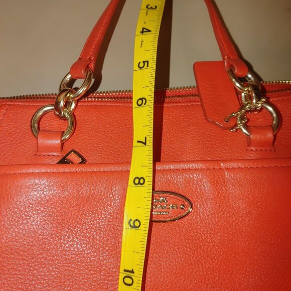 Coach Red Satchel Crossbody Bag Colette Cardinal Pebbled Leather Gold Hardware - Picture 9 of 16
